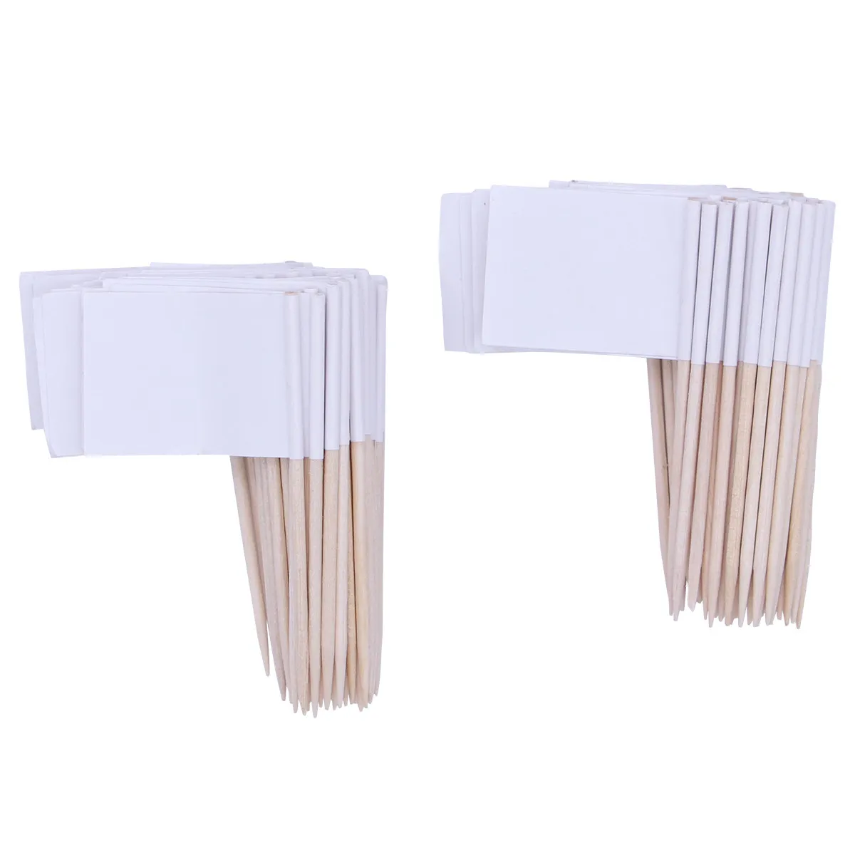 Pack of 100 Solid White Paper Flag Toothpicks Wood Cocktail Picks Fruit Sticks Appetizer Picks for Party Wedding Birthday Cake