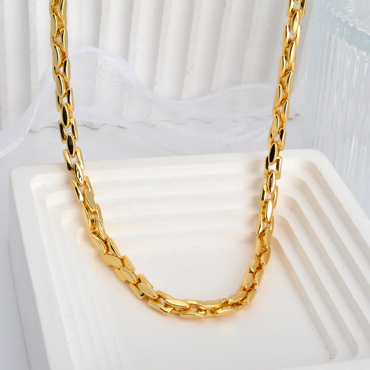 Hiphop Punk Curb Cuban Link Chain Necklace for Women Man Statement Gold Color Choker Classic Trendy Daily Wear Wedding Party