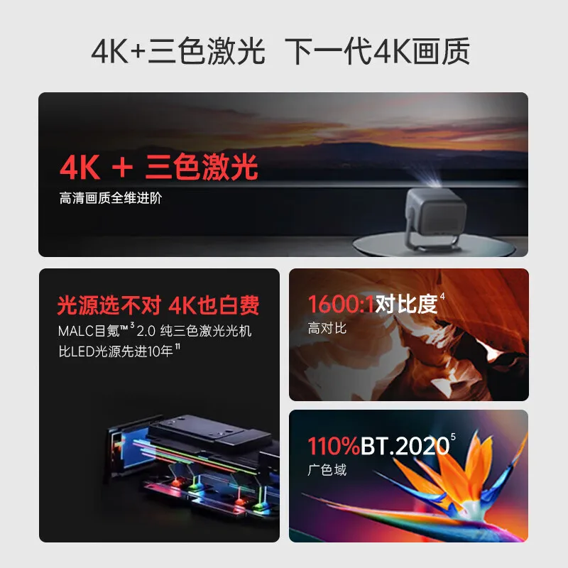 Three-color gimbal projection projector, home smart home theater