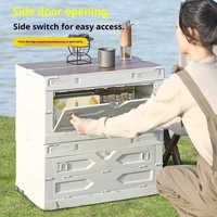 Portable Folding Camping Table Picnic IGT Lightweight Adjustable Height Stove Table Travel Car Trunk Storage Organizer Foldable