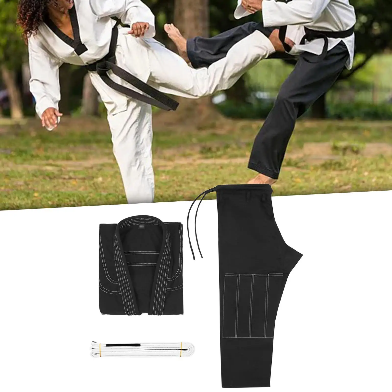 Brazilian Jiu Jitsu Gi Suit Wear Restant Pant Jacket Gear with Gi Belt Blue A3