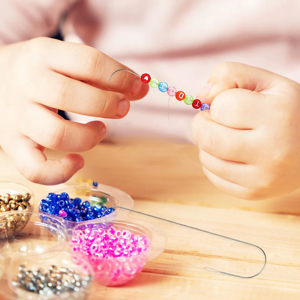 4 قطعة إبر خرز منحنية كبيرة للعين يمكنك صنعها بنفسك أداة خيط إبرة لصنع المجوهرات لقلادة السوار وغزل التطريز الحرفي