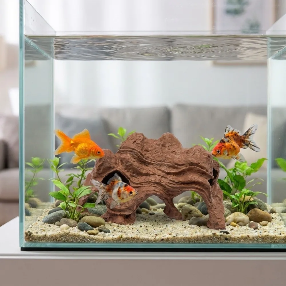 3D Printed Fish Shrimp Hiding Cave Multi-Hole Unique Aquarium Fish Shelter Natural Look Plastic Reptile Hideout Aquarium