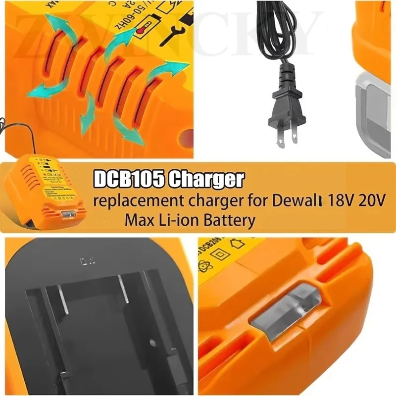 Mini Fast Charger Replacement for Dewaltt 20V Battery Charging Station Compatible For Dewaltt，20v Battery Charger DCB107 DCB112