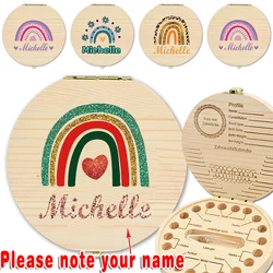 Customized Name Wooden Deciduous Teeth Keepsake Box Milk Teeth Organizer With Bottle Tweezer Lanugo Umbilical Cord Holder Case