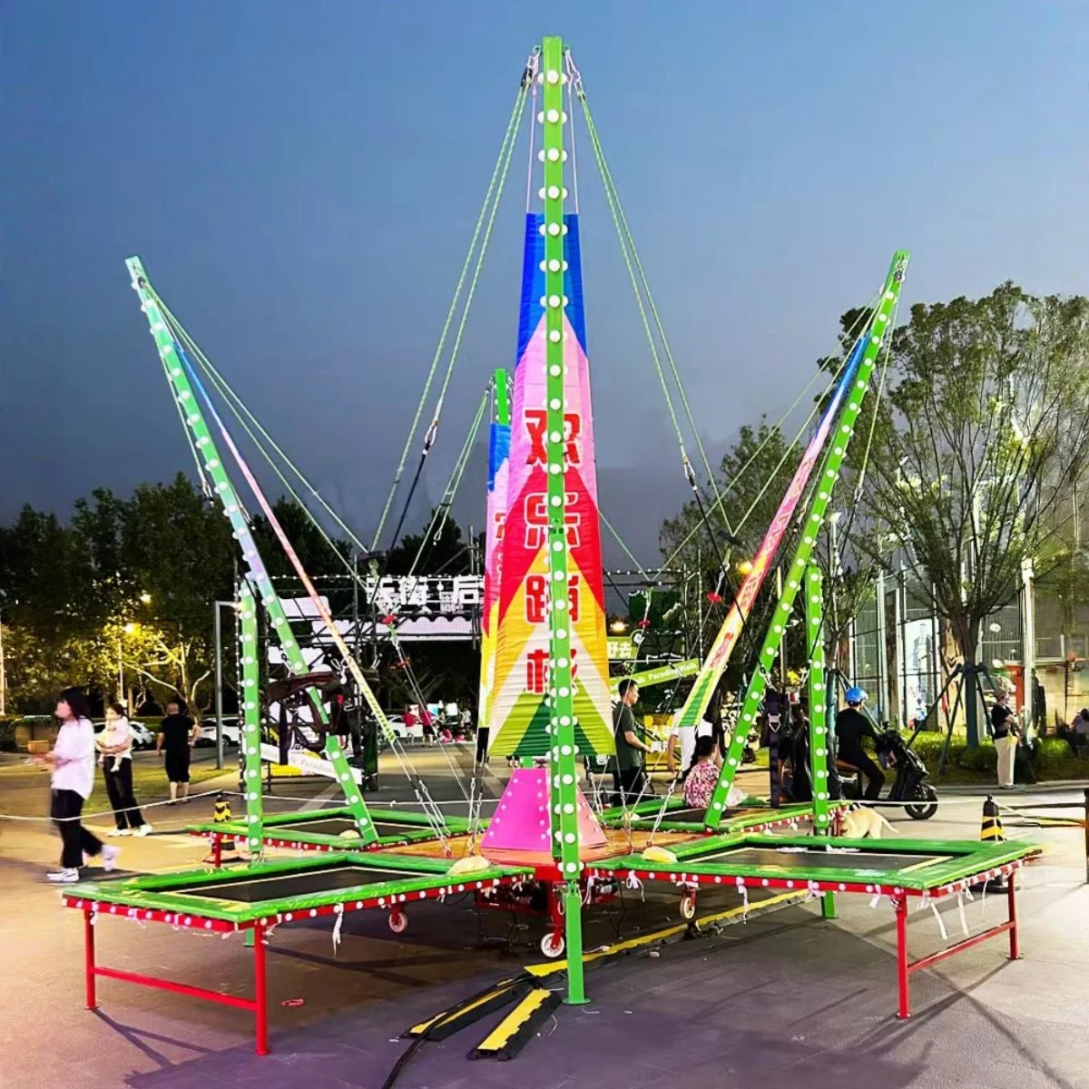 Commercial Kids 4-person Glowing Electric Bungee Trampoline Amusement Park Rides Steel Frame Bungee Jumping Equipment for Salepr