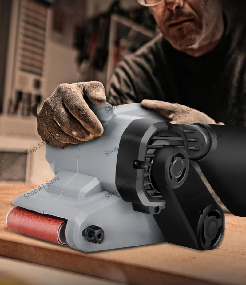 220V Belt Sander Portable Sander Tank Flat Flat Sanding Machine Small Polishing Machine Woodworking Home Sandpaper Machine