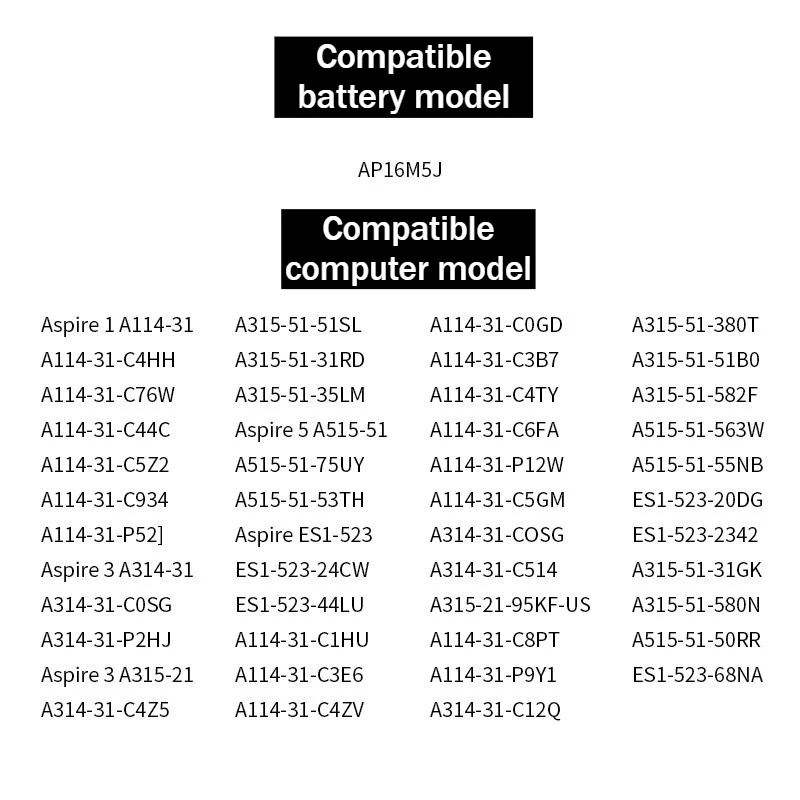 7,7 В, 4810 мАч, AP16M5J, аккумулятор для ноутбука Acer Aspire 1 A114-31 3 A314-31 3 A315-21 ES1-523 A315-51-51SL A114-31-C0GD A315-51-380T