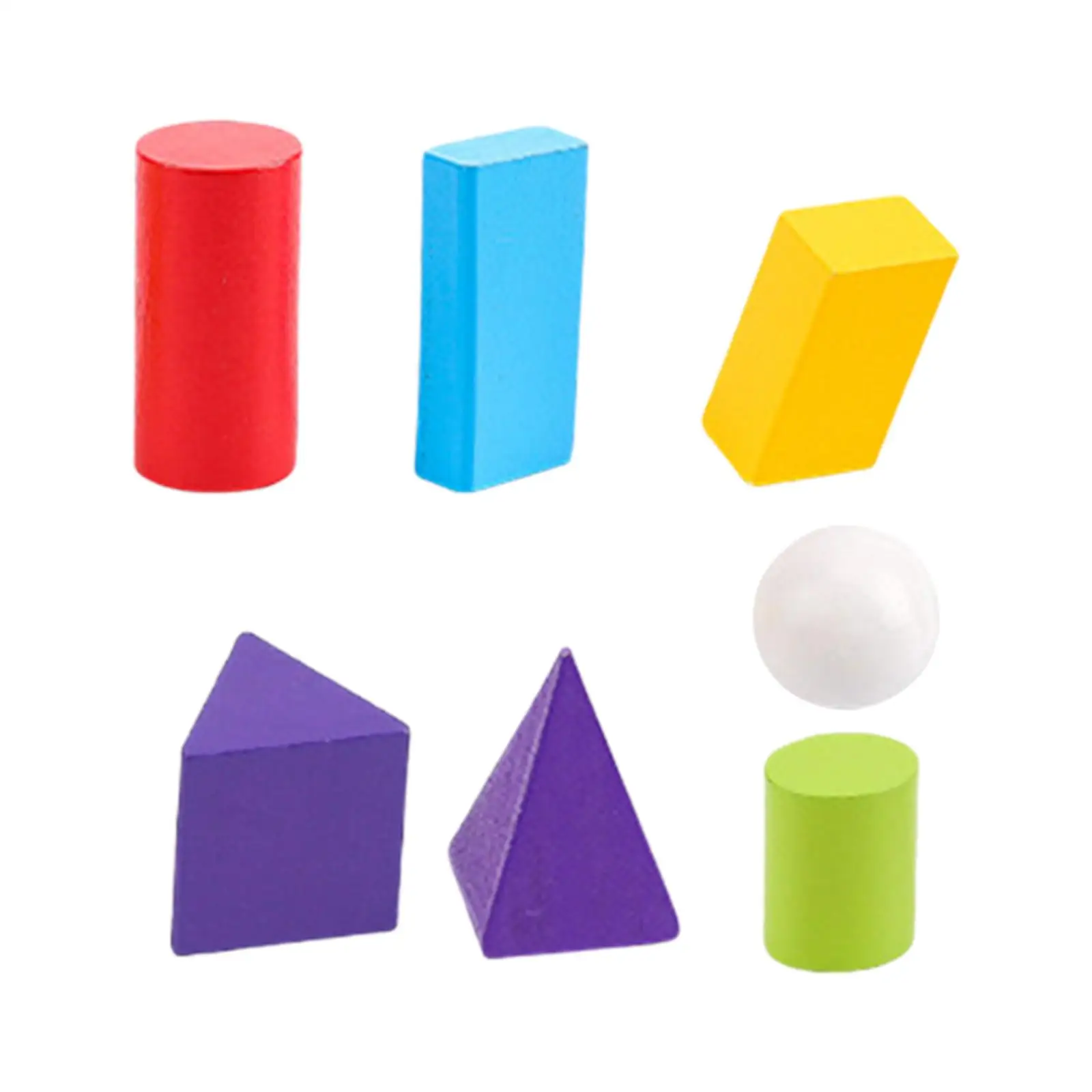 Wooden Geometric Solids Colorful for Math Learning Toys Stem Toys 3D Shapes Geometry Set for Classroom Kindergarten Preschool