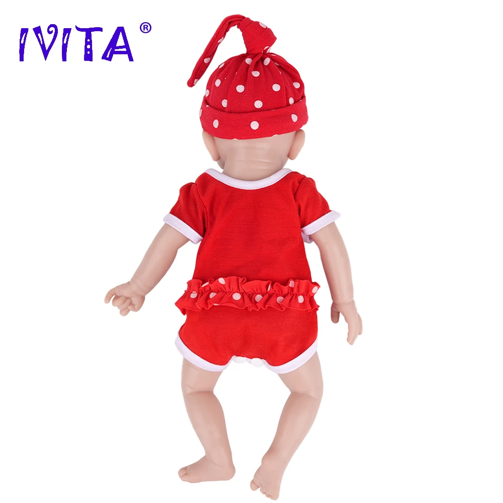 IVITA WG1554 14.96 inch 1.58kg 100% Full Body Silicone Reborn Baby Doll Soft Dolls Realistic Girl Baby DIY Blank Children Toys