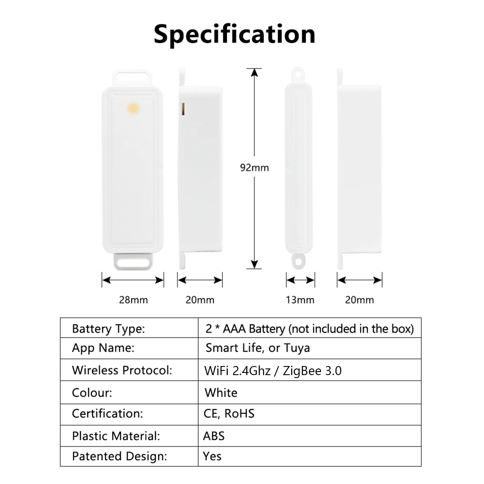 Tuya Wireless ZigBee and Wi-Fi Door Sensor Scene Linkage via Switch Smart Life Security Early Warning Alert System