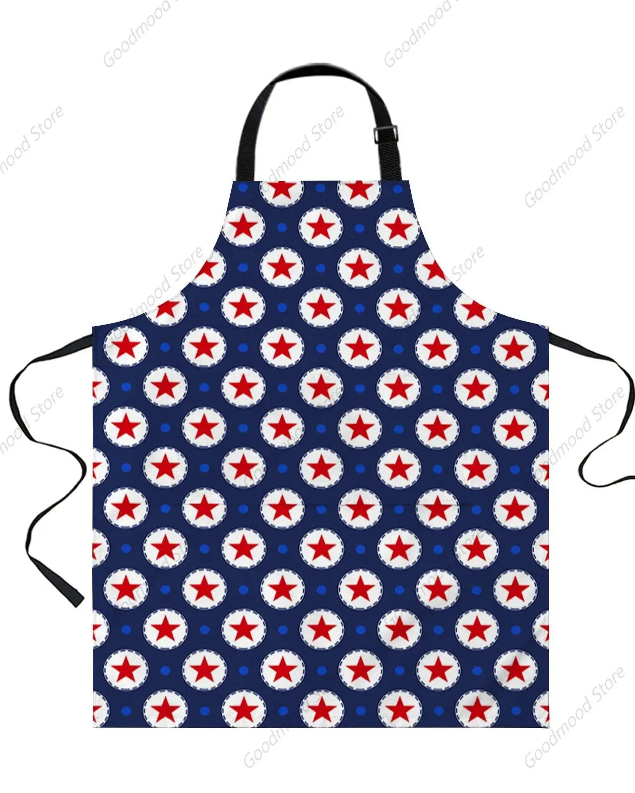 Waterproof Apron with 2 Pockets, Durable with Adjustable Apron Kitchen Independence Day Five-Pointed Stars Cooking Apron