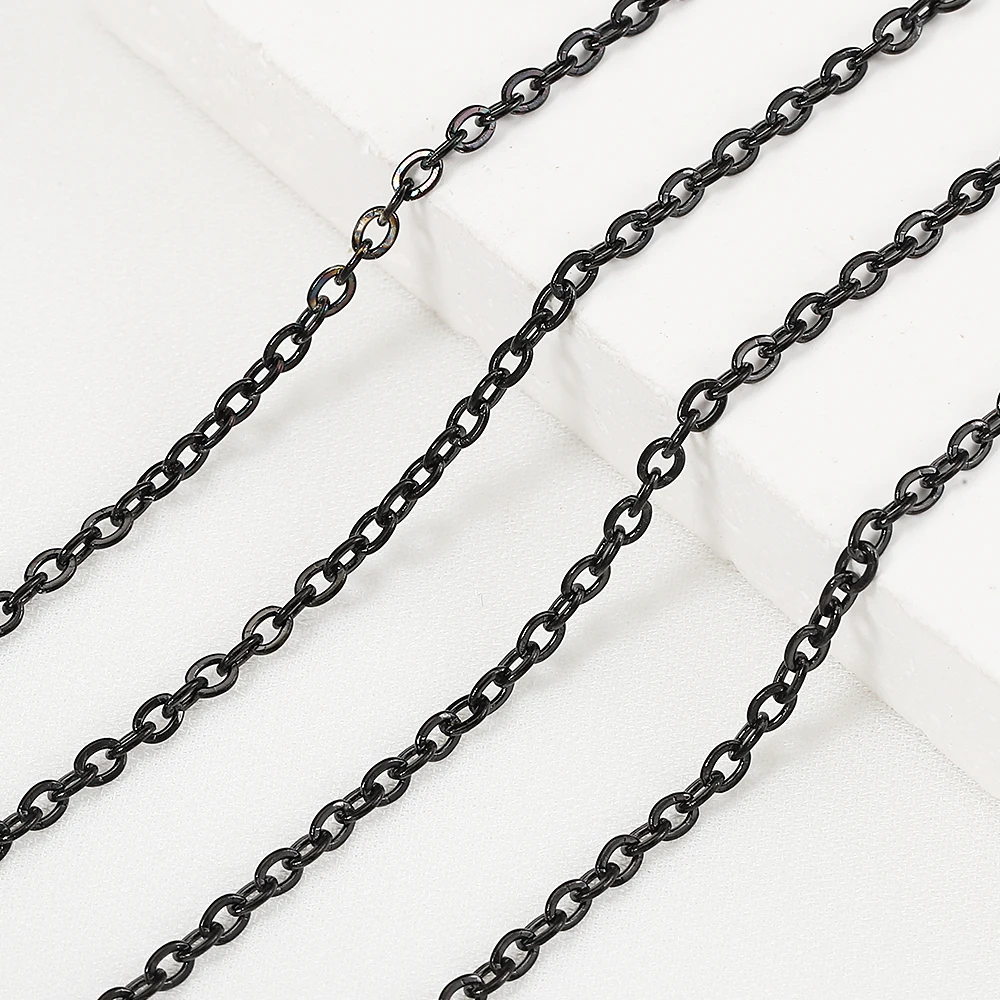 手作りのジュエリーを作るためのステンレス鋼のネックレスチェーン,黒いチェーン,2m, 1.5mm