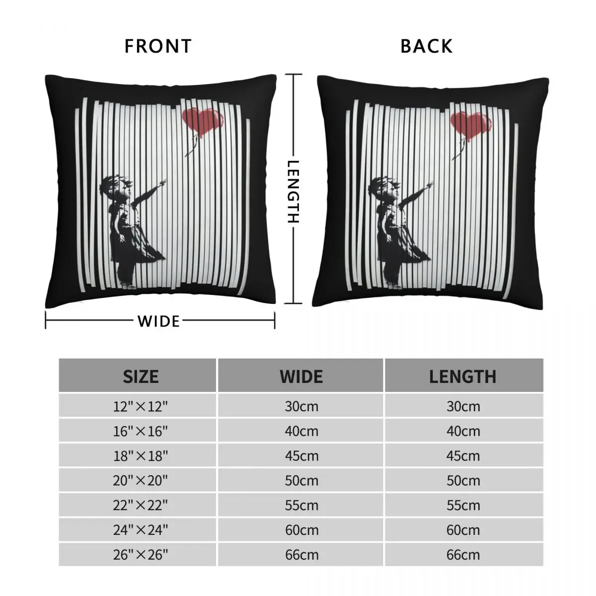 Balloon Girl Square Pillowcase Polyester Linen Velvet Printed Zip Decor Pillow Case Sofa Seater Cushion Case