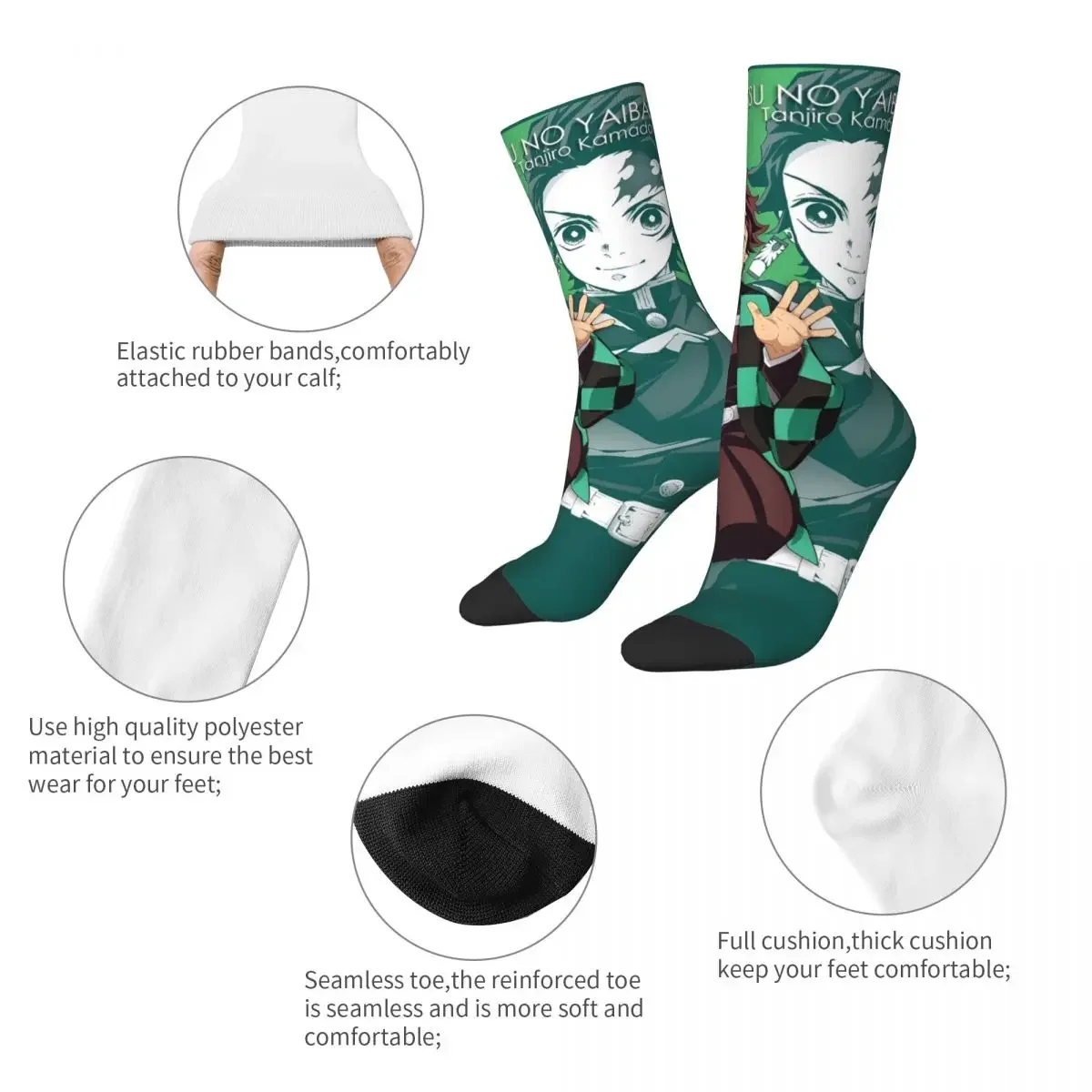 Tanjiro Kamado Demon Slayer Anime Socks Men Women Funny Happy Socks Harajuku Spring Summer Autumn Winter Socks Gifts