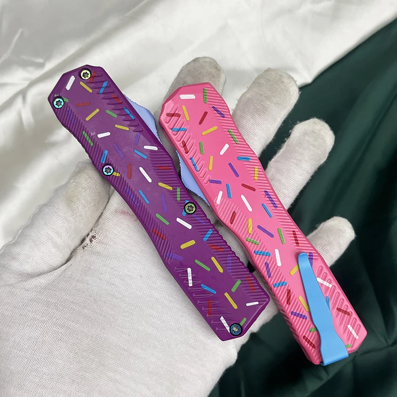 

Нож Donut KS 9000 OTF Карманный нож AU/TO D2, полное лезвие, цинково-алюминиевая ручка, двусторонний зажим, тактический охотничий инструмент EDC
