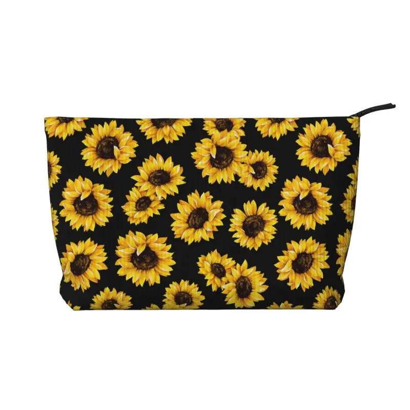 

Сумка для туалетных принадлежностей с рисунком подсолнуха на заказ, женские косметички, органайзер для макияжа, женский портативный чехол для хранения Dopp Kit Case