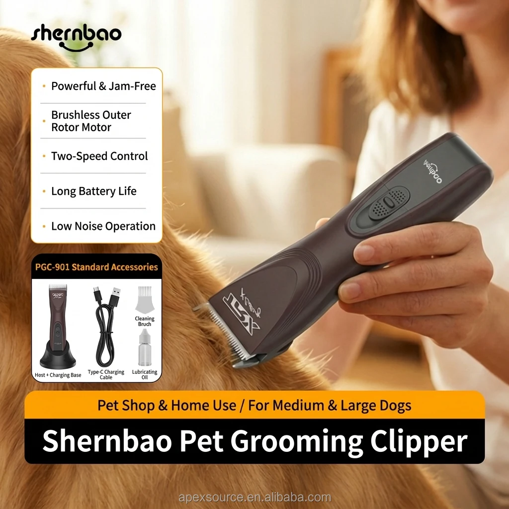 Shernbao Pet Hair Trimmer Deluxe A5 Series PGC-901 Ergonomically Balanced Design High Power Motor, Professional for Pet