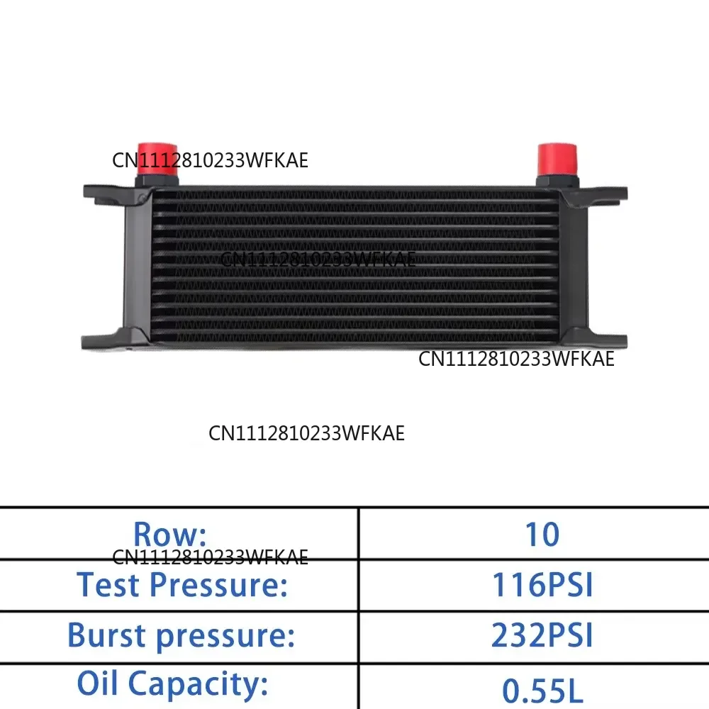 Universal 13 Rows Oil Cooler Kit Oil Filter Sandwich Adapter Nylon Braided Hose Line Kit & With 10AN Transmission Engine Cooler