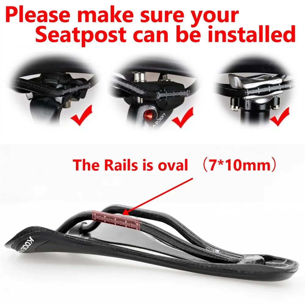 KOCEVLO Carbon Saddle T800 Carbonfiber+Leather Fiber Ultralight Road Bicycle MTB Bike Saddle Seat