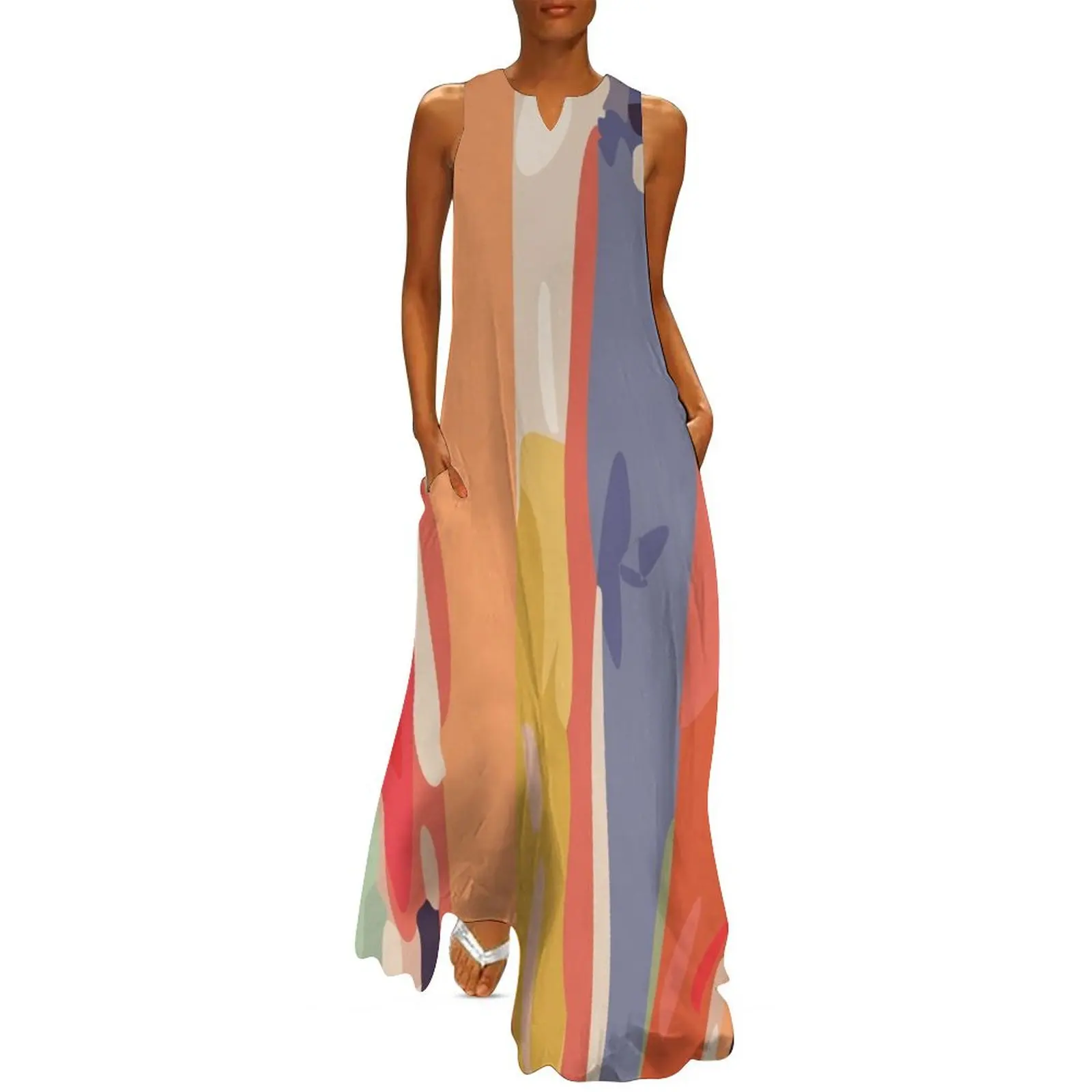 Abstract Vertical brush in MultiColor Long Dress Women's skirt women's evening dresses elegant and pretty women's dresses