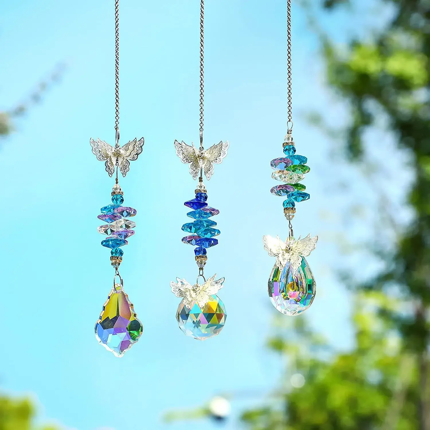 

Crystal Suncatcher Wind Chimes Rainbow Sunshine Maker Butterfly Decor Outdoor Hanging Car Decorations Dream Catcher Room Decors