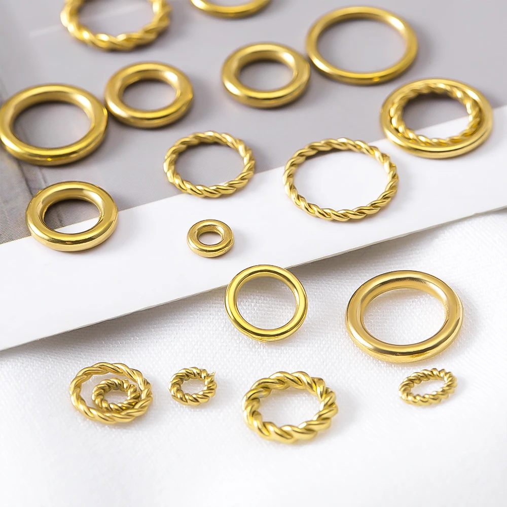 20pcs No Fade Stainless Steel Twist Rope Circle Connector Closed Jump Ring Plated 18K Gold  for DIY Jewelry Making Accessories﻿ image 3