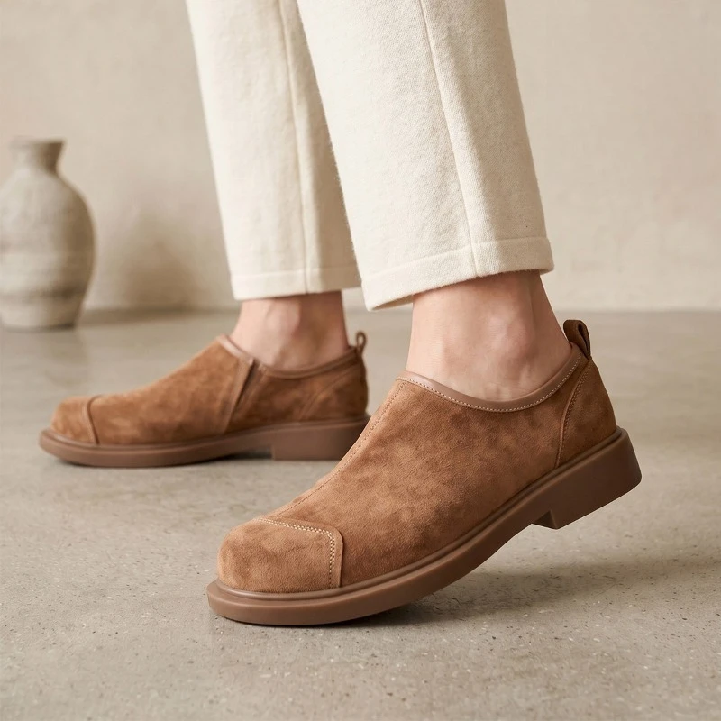 Fashion Cow Suede Mens Dress Shoes Luxury Handmade Quality Comfortable 2026 British Style Outdoor Casual Business Shoes Male
