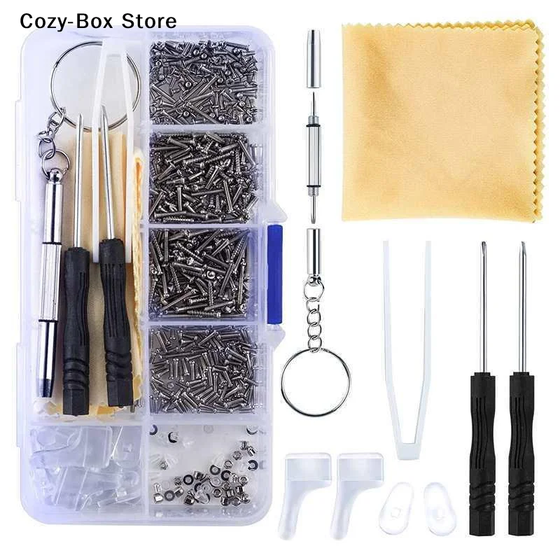 [ZY]Eyeglasses Sunglass Repair Tool Kits With Screws Nose Pads Ear Hooks Screwdriver Nuts Optical Parts Assorted[ZY]