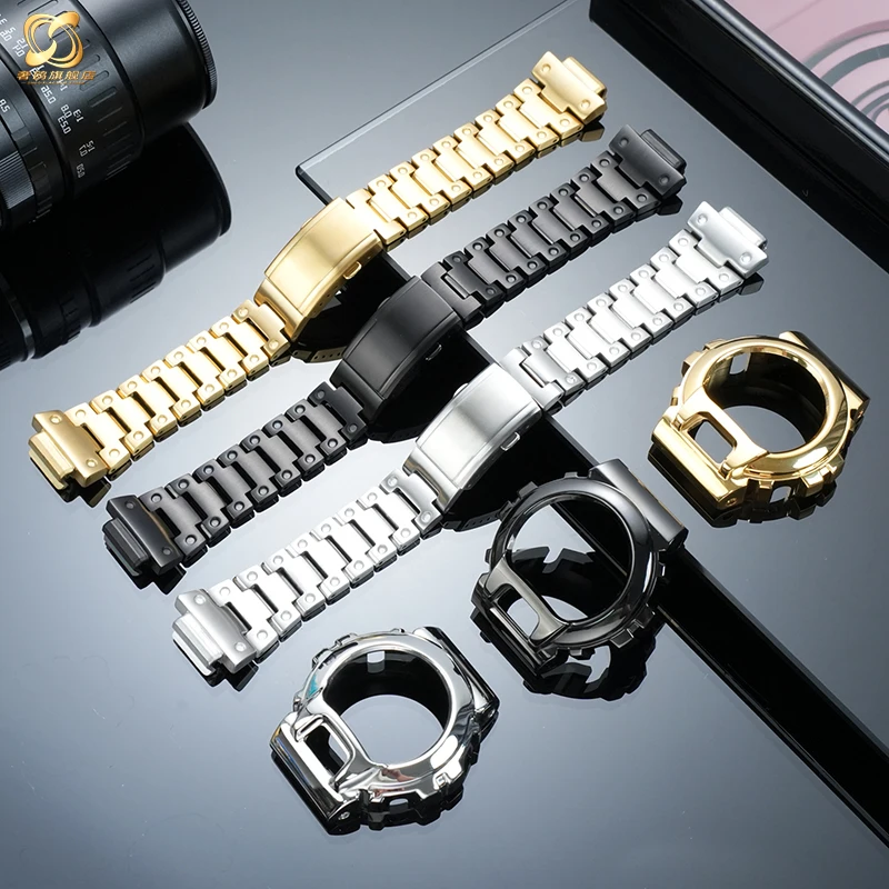 For CasioG-SHOCKDW-9052 9050 9051 DW6900 series 316L solid stainless steel shell case, stainless steel butterfly buckle bracele