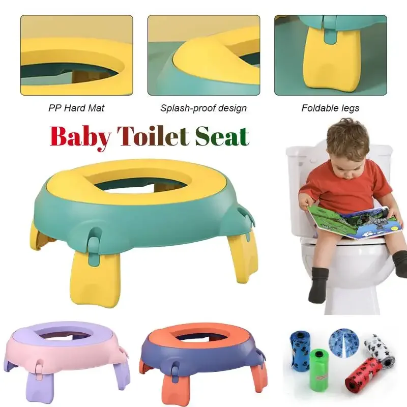 3 in1 Baby Toilet Pot Multifunction Foldable Potty Training Seat Non-Slip  Toilet Seat Kid Travel Toilet Seat with Splash Guard