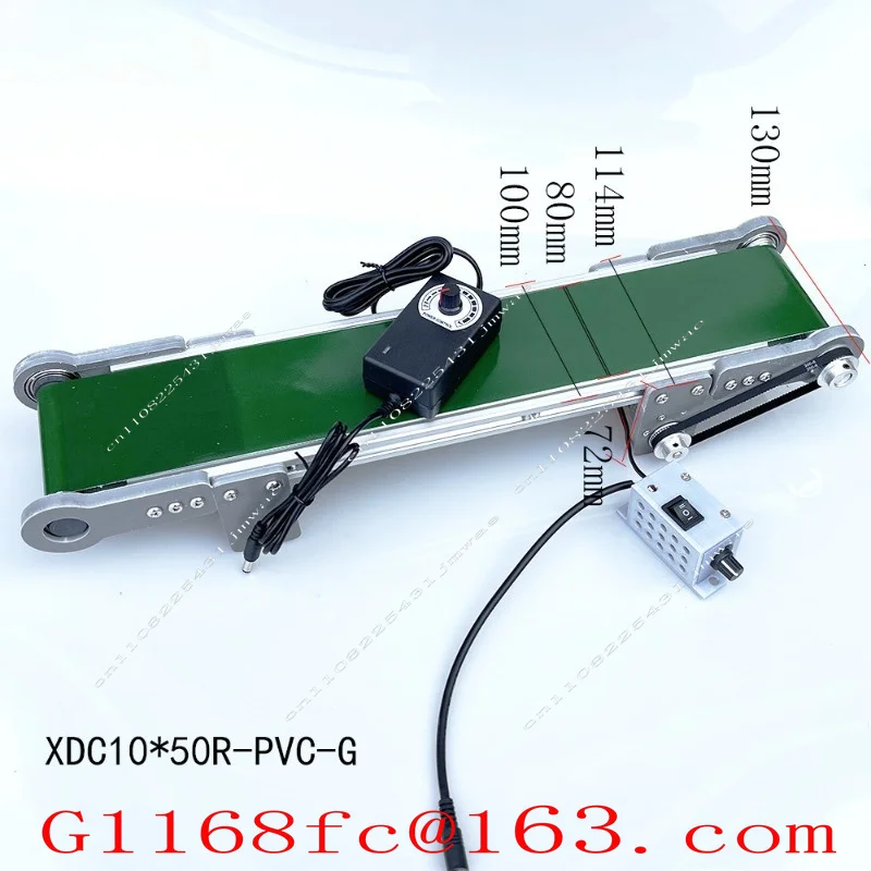 10x100cm Desktop Conveyor Belt Mini Portable Laboratory Conveyor Belt with Forward Reverse Pause Functions 1.8-7.6cm/s 0-116RPM
