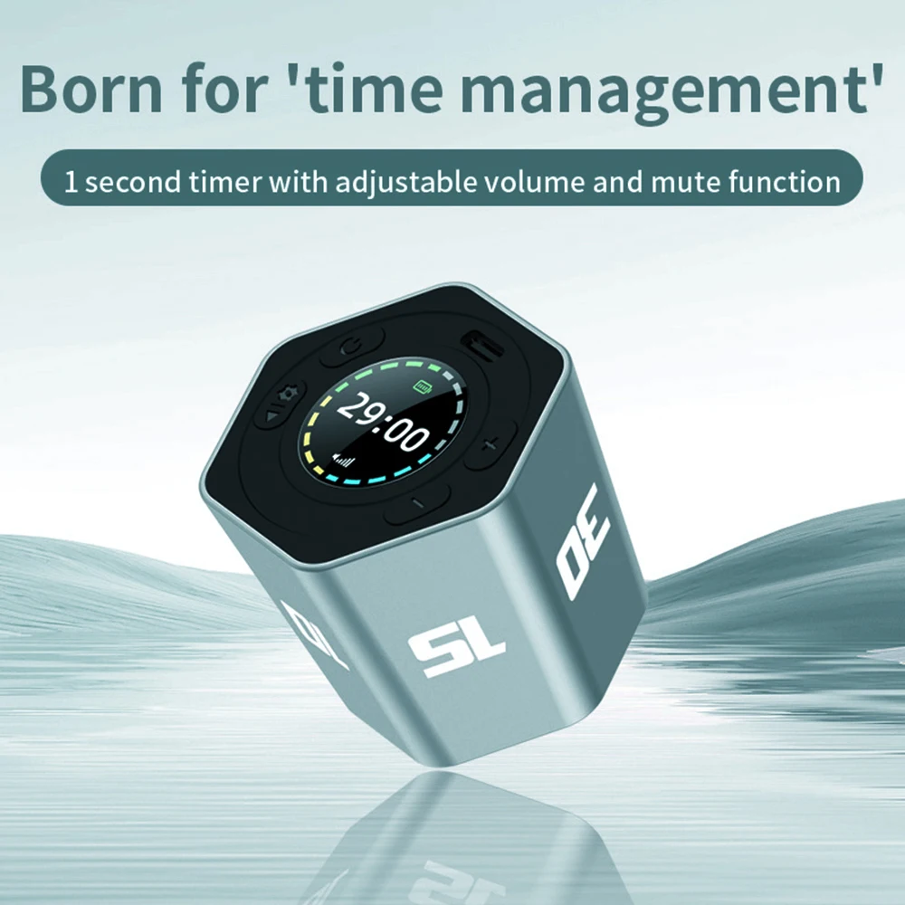 Cube Timer Gravity Sensor Rotating Timer Count Up/Down Function Clock  3/5/10/15/30 Minutes LED Screen for Kids Test