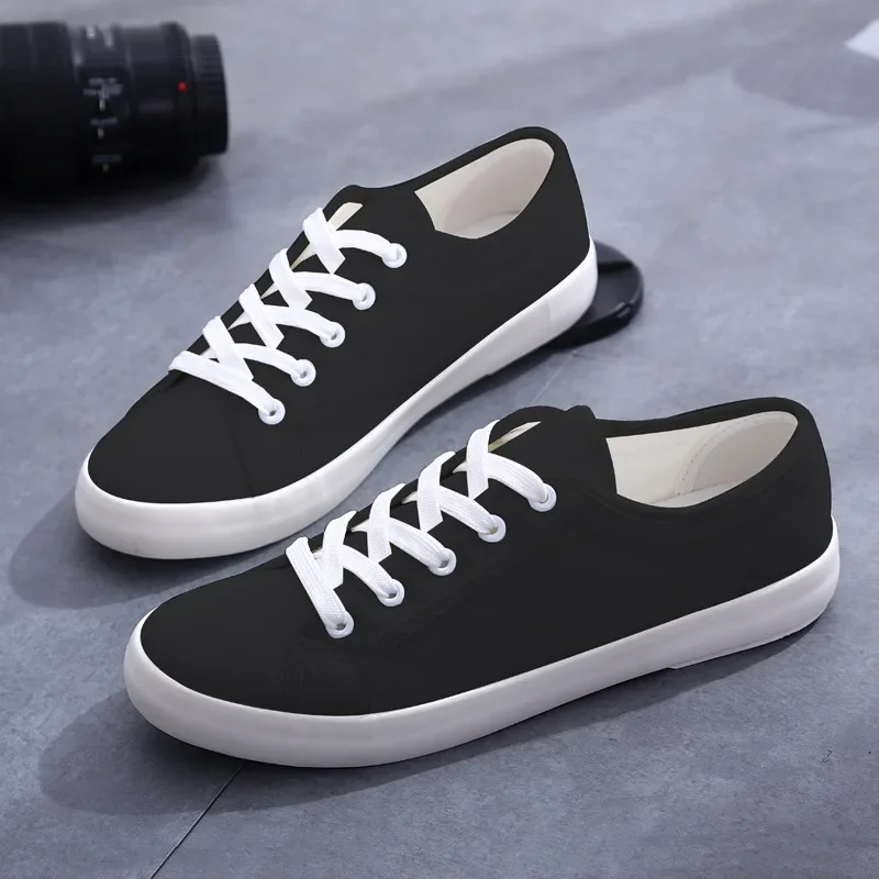 White Couple Canvas Shoes Summer Shoes Lace Up Student Cloth Shoes Womens Flats White Sneakers Women Board Shoes