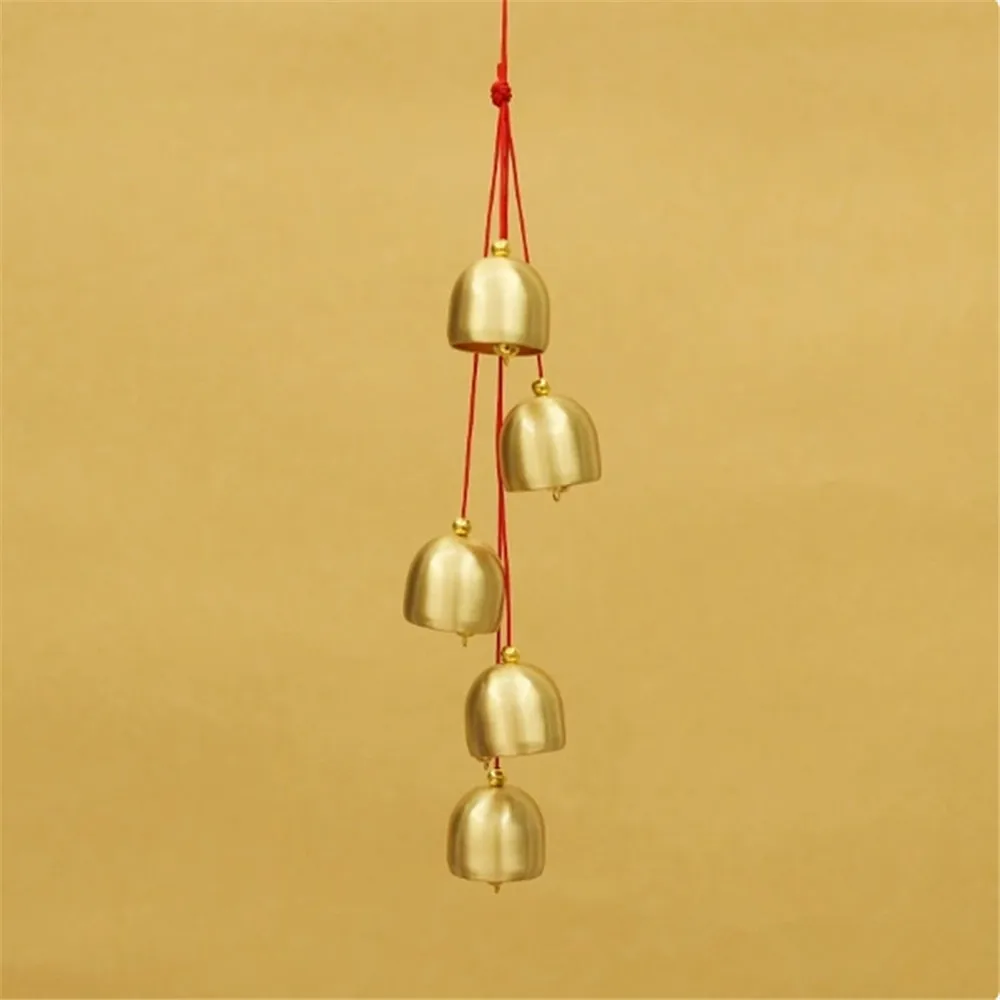 Five Yellow and Two Black Simple Copper Bell, Door To Door, Bedroom, Handmade DIY Gift, Home Decoration, Car, Chinese Ornament