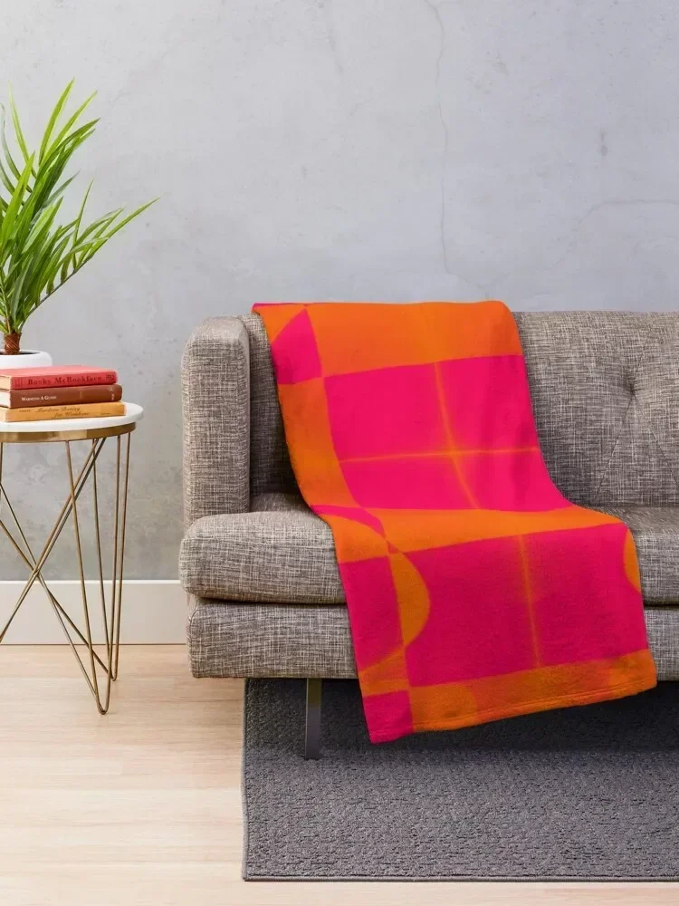 Popping Pink and Orange Throw Blanket Luxury Designer Soft Plaid Blankets For Baby Blankets