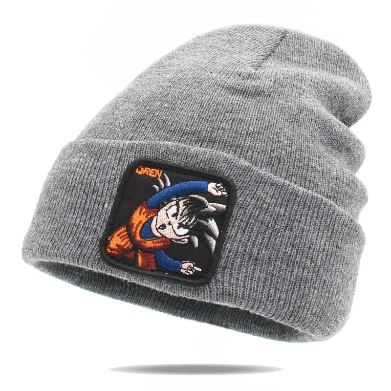 Gorros de Dragon Ball Son Goku, gorros de invierno de Anime para mujeres y hombres, gorro tejido, gorro más cálido bordado, gorro elástico informal, regalos