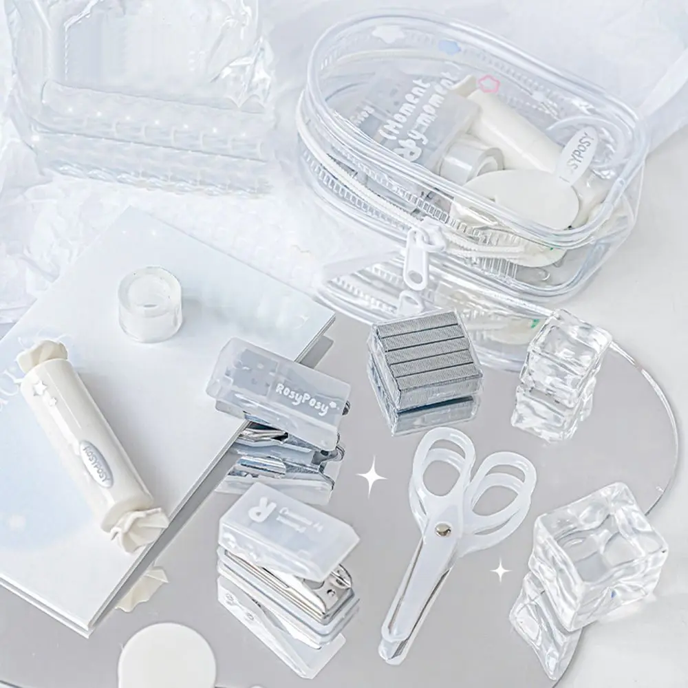 Korean Portable Mini Punch Stapler Kit INS DIY Crafts Scrapbook Tools Set Handcraft Punch Machine Kit Binding Tool