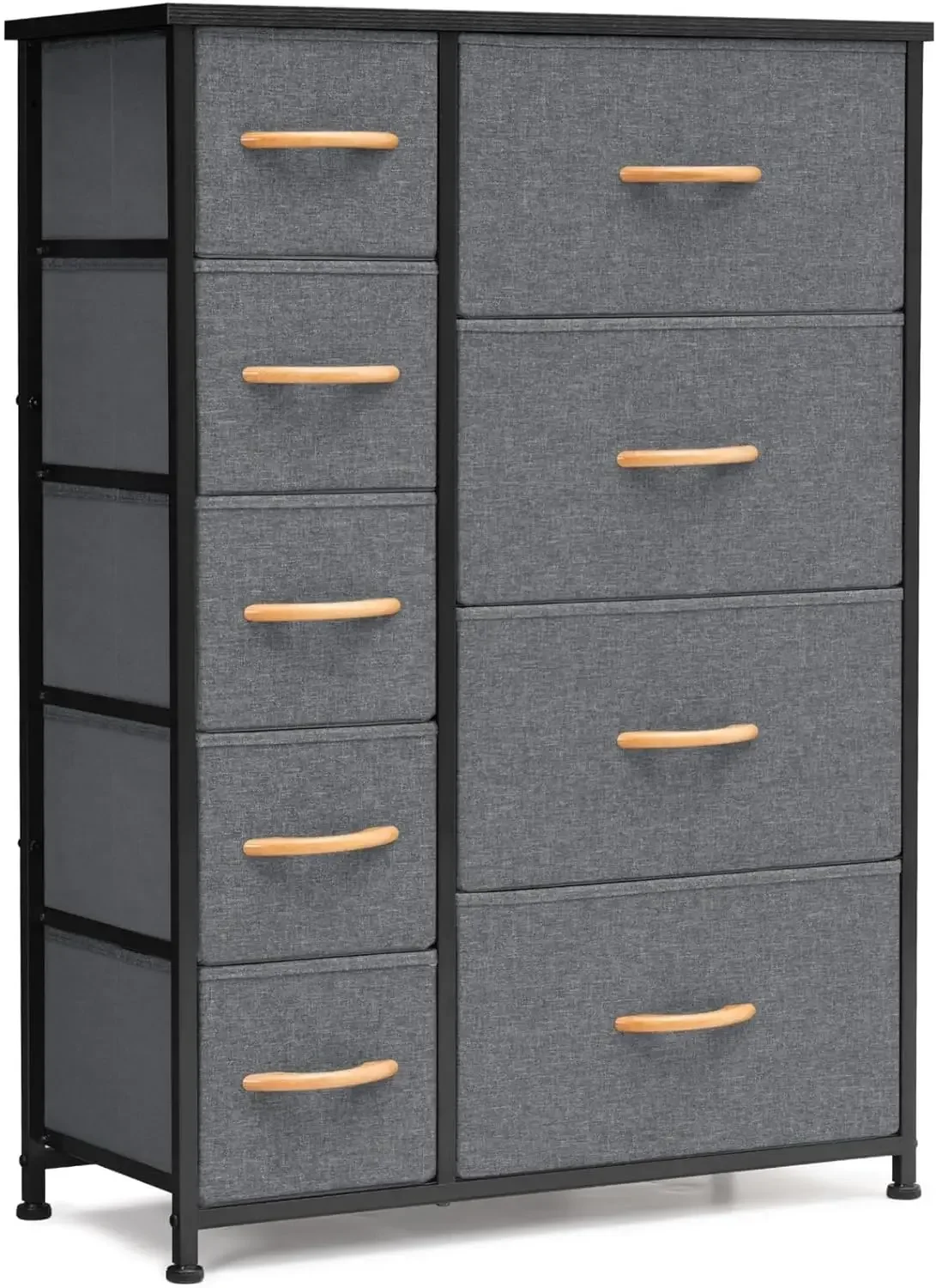 

7/9-Drawer Vertical Storage Tower - Steel Frame, Wood Top and Handles, Fabric Bins - For Bedroom, Closet, Entryway