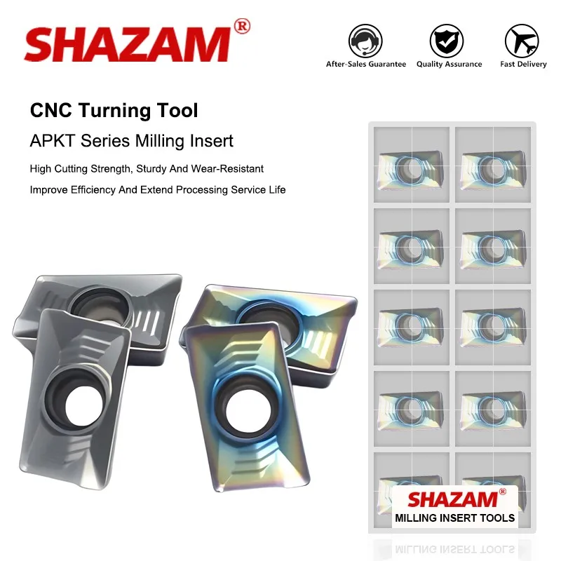 SHAZAM CNC Turning Tool 10PCS APKT160408-HM Carbide Milling Insert For Processing Of Stainless Hardened Steel