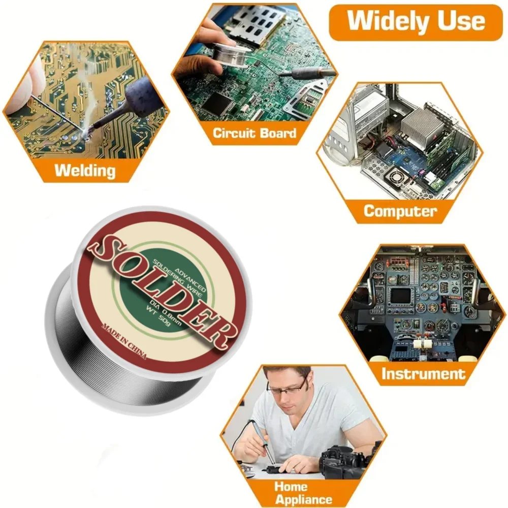 Solder Wire Small Roll 2Pcs Electrolytic Welding Wire High Brightness Activity Leaded Solder Wire Tin Roll