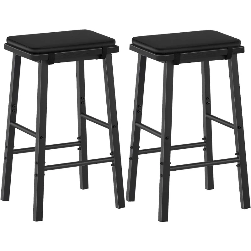 Set of 2 Bar Chairs, Counter Height Stools, Upholstered Breakfast Bar Stools, for Dining Room, Kitchen Island