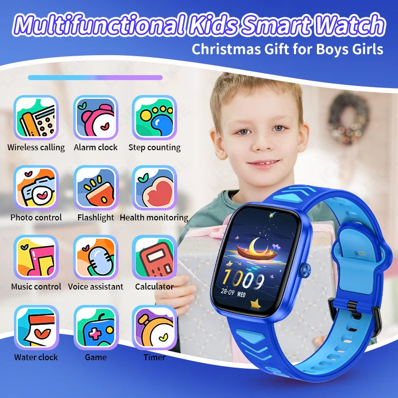 LIGE 2025 ساعة ذكية للأطفال HD شاشة تعمل باللمس ألعاب Smartwatch ساعة موسيقى صبي فتاة هدية الأطفال ساعة ذكية لنظام IOS أندرويد