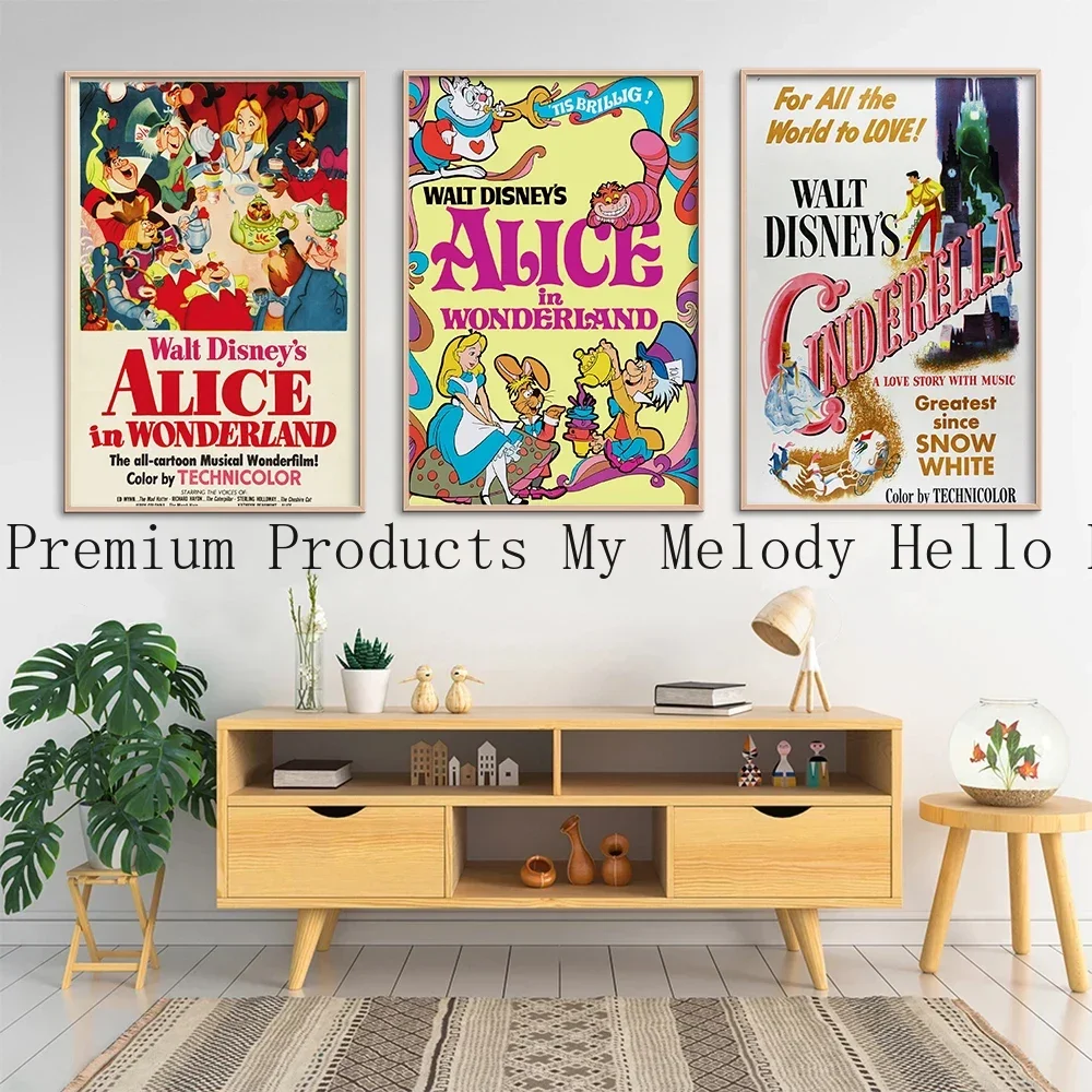 Disney Alice in Wonderland Poster Classic Vintage Wall Art Film Picture Print Canvas Painting for Living Room Home Decor Cuadros