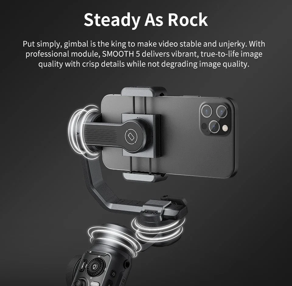 ZHIYUN SMOOTH 5 cardán para teléfono inteligente estabilizador de mano de 3 ejes palo de Selfie para transmisión en vivo grabación de vídeo grabación Vlog