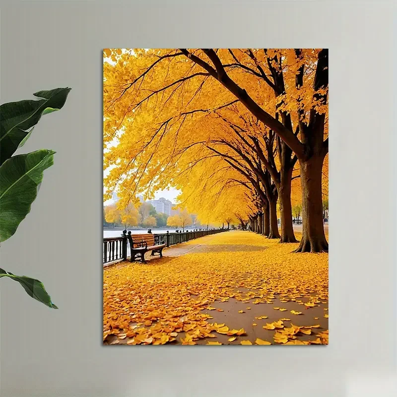 Charming Autumn Yellow Leaves, All Things Art, Home Wall Murals, Suitable For Living Room, Bedroom, Dining Room,No Frame