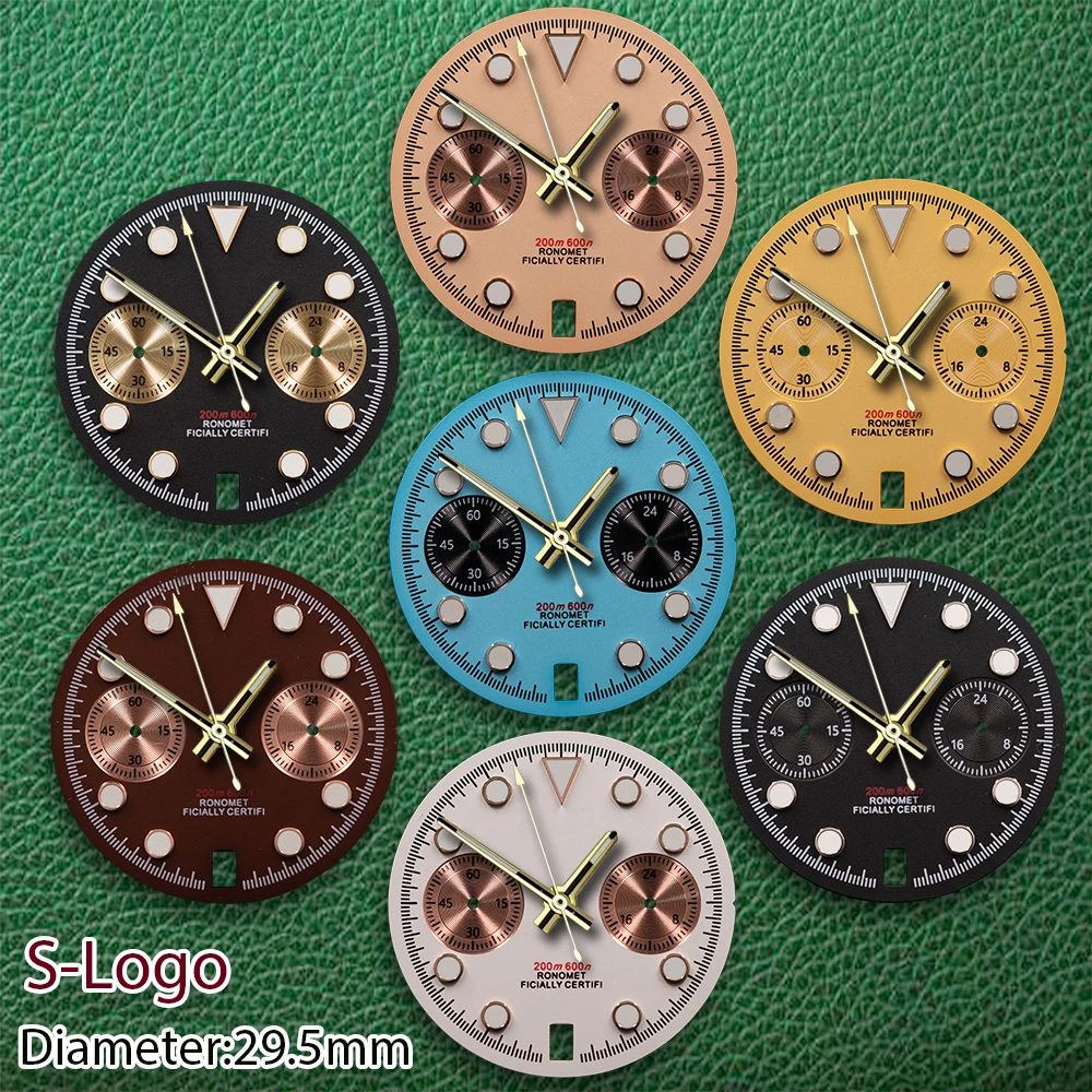 

29,5 мм S логотип циферблат панды без стрелок календарь на 6 часов зеленый светящийся подходит для часов с механизмом VK63 аксессуары для модификации