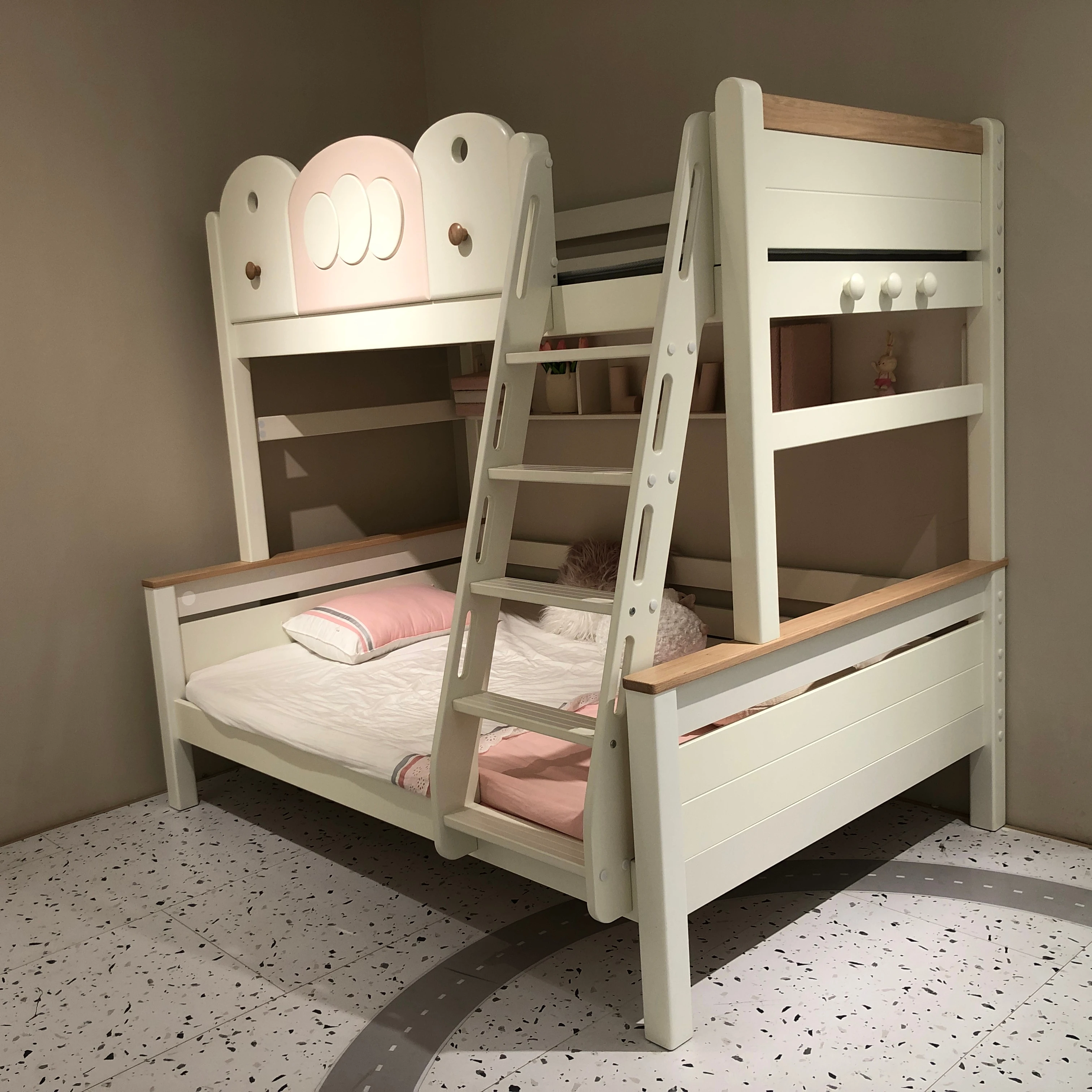 

Двухъярусная кровать из дерева для детей, современный традиционный стиль, для небольших квартир, мягкая мебель для спальни для мальчиков и девочек