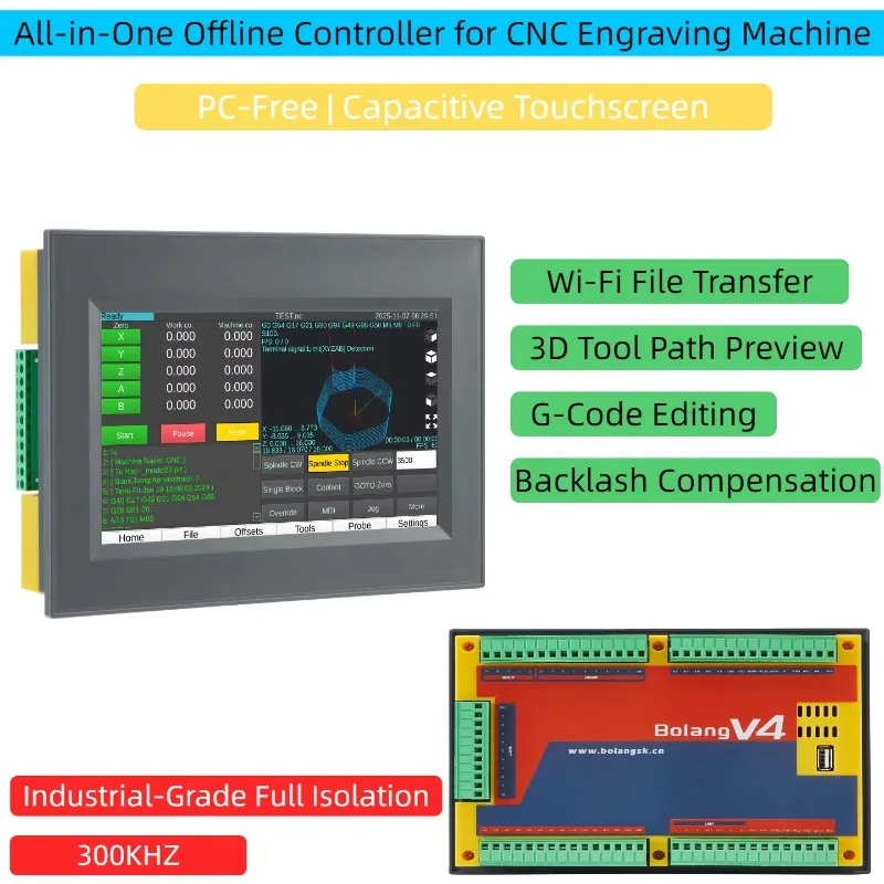 7 Inch Touch Screen CNC Offline Controller 3 4 5 Axis Stepper Servo G-code Woodworking CNC Router System Engraving Machine