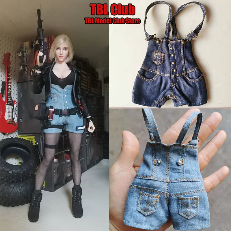 

1/6 Scale Female Clothes Vintage American Style Cowboy Overalls High Waist Camisole Jumpsuit For 12-inch Soldier Action Figure